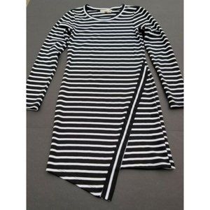 SO RAD by ATV Black & White Striped Long Sleeved Mod Dress Size Small Asymmetric
